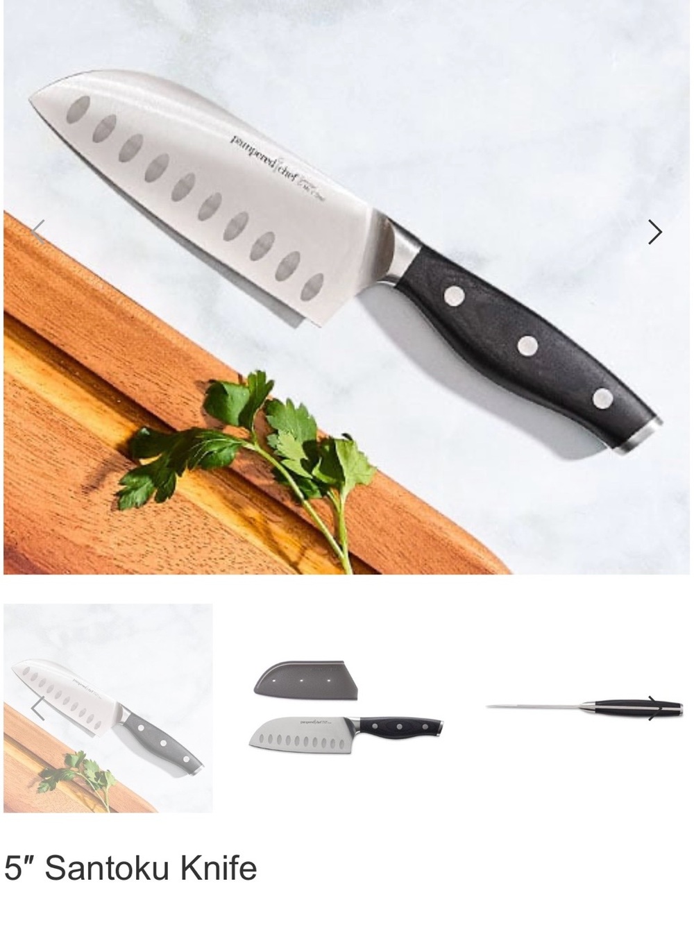 Pampered Chef Black Handle Santoku Knife
